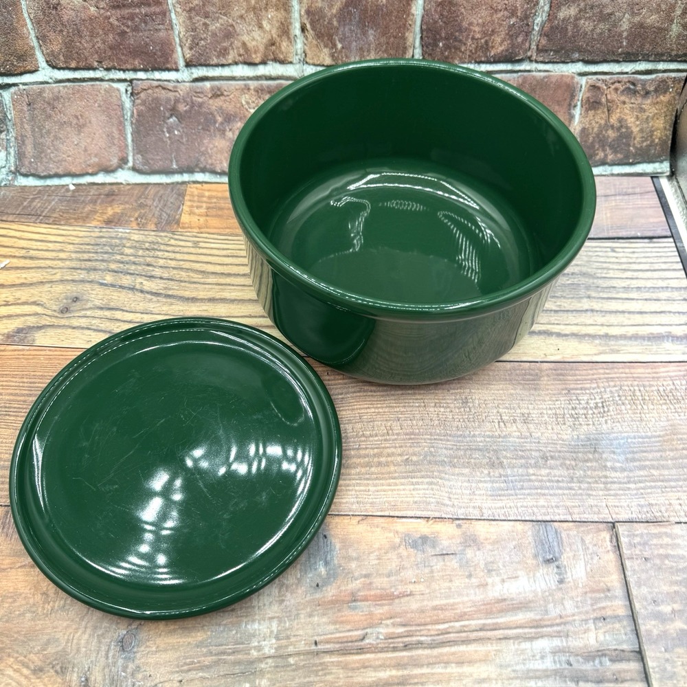 Waechtersbach Spain Emerald Green Ceramic Serving Bowl w Plate Trivet Minimalist